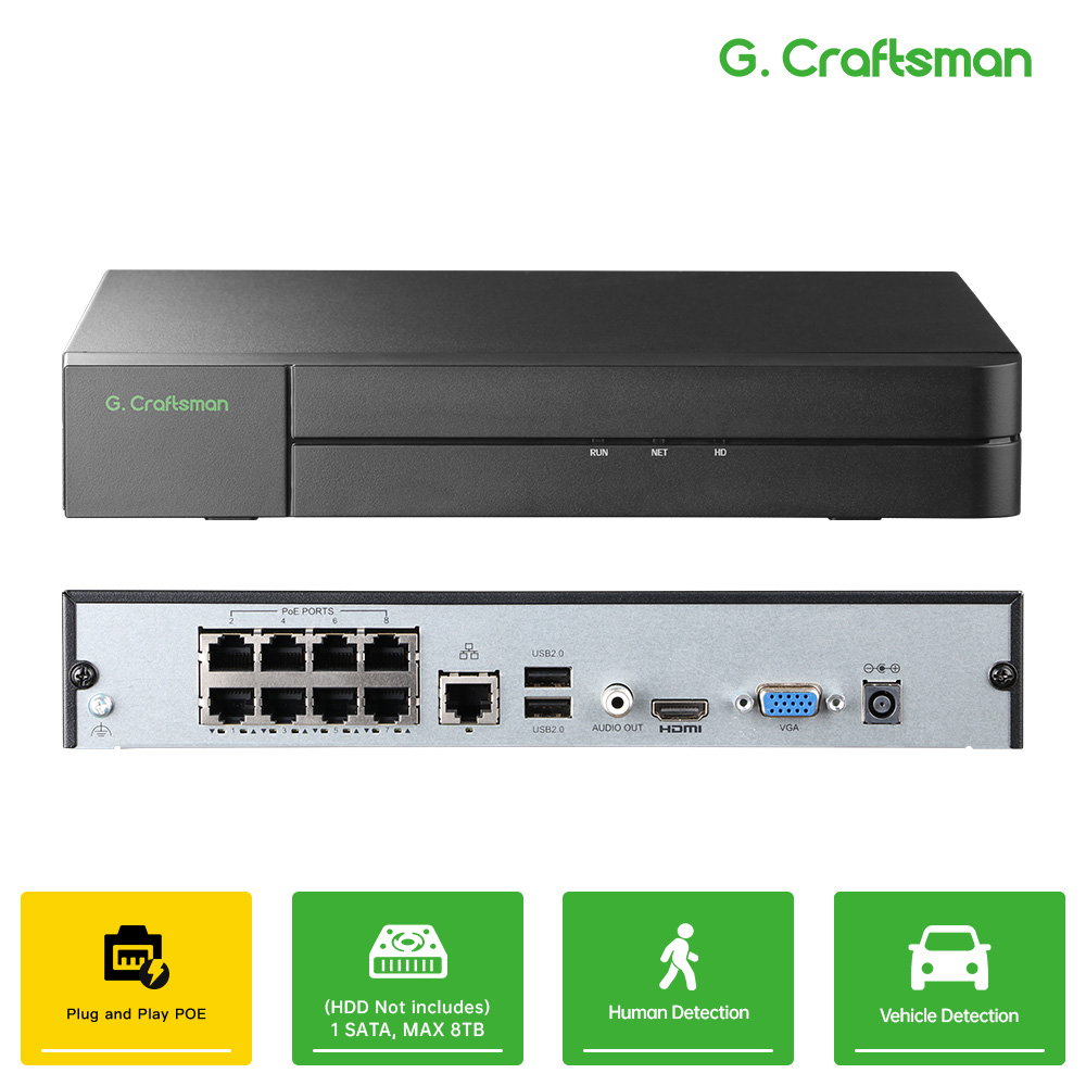 Smart Home Microsoft - Enregistreur vidéo réseau C-U,8CH POE 4K,
