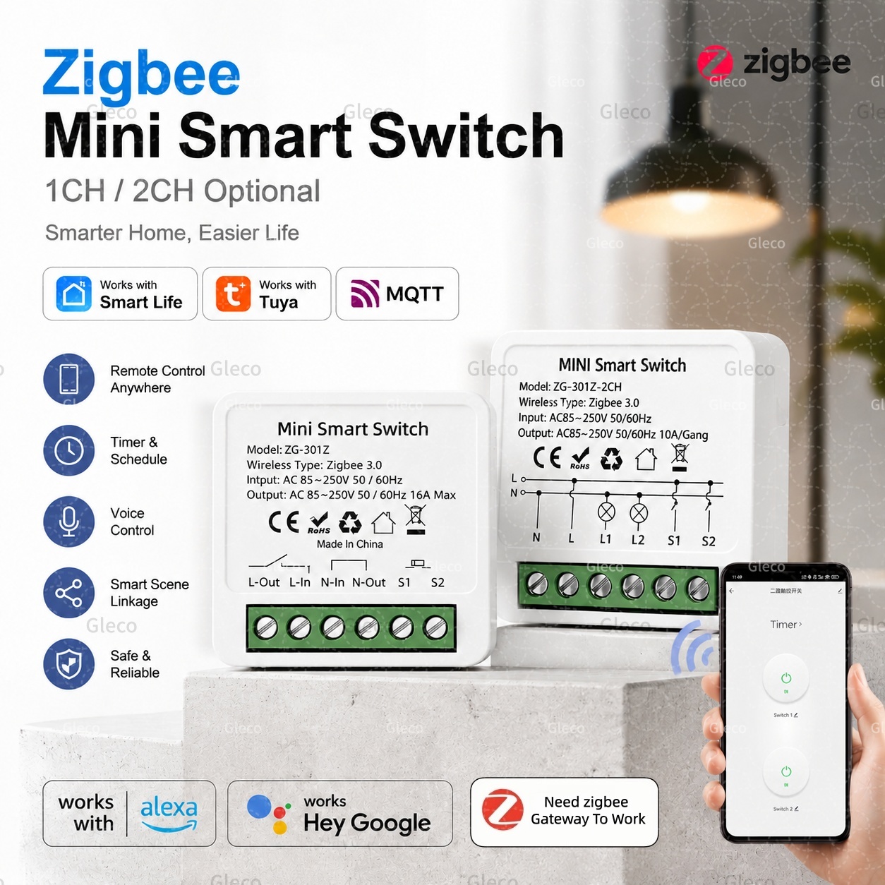 Interrupteur intelligent Zigbe - Smart Home Hub 2 avis et prix